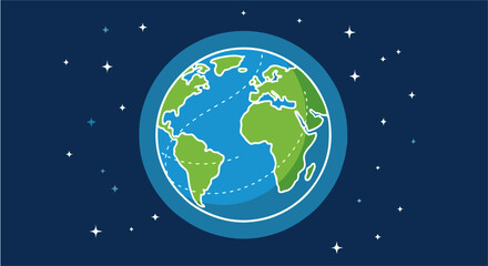 Naklejka premium Stylized illustration of planet Earth from a space view showing the continents against a starry night sky background