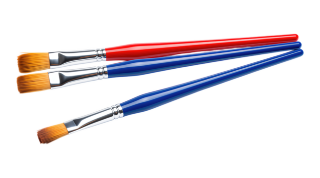 Blue Paint Brushes with Transparent Background, Realistic Artistic Asset