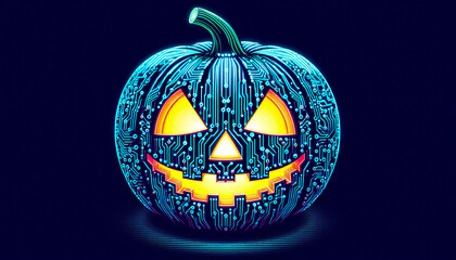 Neon Circuit Board Jack-o'-Lantern