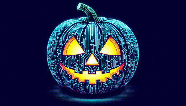Neon Circuit Board Jack-o'-Lantern 
