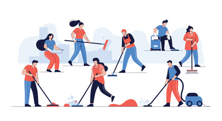 Professional cleaning team performing various tasks for a spotless environment.