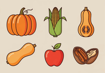 Festive Autumn Harvest Collection Essential Produce for Thanksgiving and Christmas Feasts, Celebrating Seasonal Bounty and Holiday Spirit