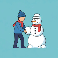 Cherished Winter Moments Building a Snowman Brings Festive Joy, Perfect for Celebrating Christmas and Thanksgiving Holidays