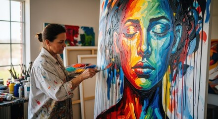  Woman Painting Colorful Abstract