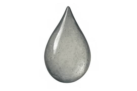 Water drop on transparent background, liquid droplet representing purity, freshness, and nature, with reflections