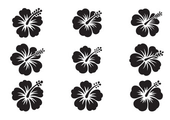 Hibiscus flower icon, Hibiscus flower solid vector