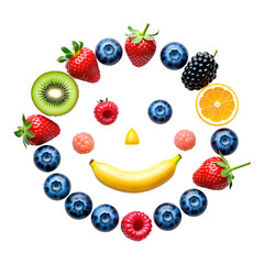 Fototapeta premium Fruit Smiley Face with Transparent Background, Fresh Cutout Design Element