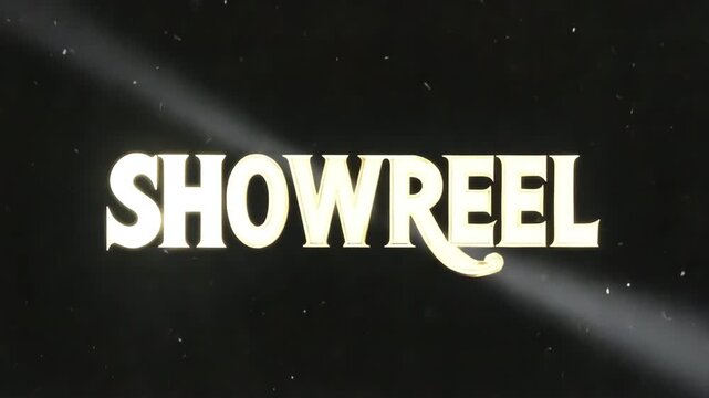 Stunning golden showreel title sequence with elegant design against dynamic starfield background for professional presentations and video production showcases