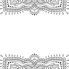 Frame in eastern tradition. Stylized with henna tattoos decorative pattern for decorating covers for book, notebook, casket, magazine, postcard and folder. Flower border in mehndi style.