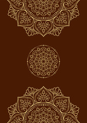 Circular pattern in form of mandala with flower for Henna, Mehndi, tattoo, decoration. Decorative ornament in ethnic oriental style. Outline doodle hand draw vector illustration.