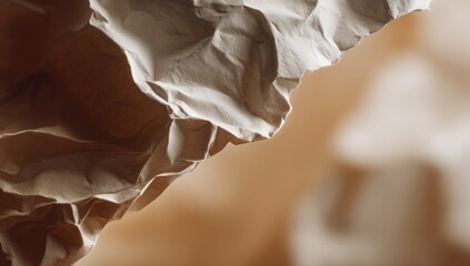 Crinkled off-white paper against a muted orange background