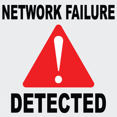Network Failure Detected Warning Sign with Red Triangle Exclamation Mark Symbol for Internet or Connection Error