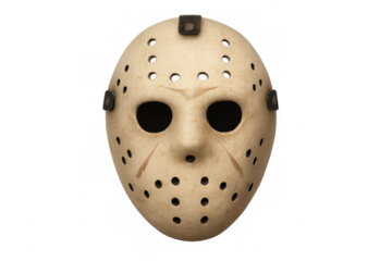Character hockey mask representing horror, slasher movies, halloween costume, fear, and terrifying concepts on transparent background