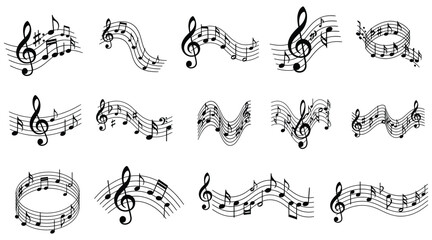 Vector art of collection of music notes, perfect for musical compositions, educational materials, and creative projects add a harmonious touch to your designs