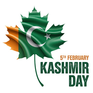 Kashmir Day Commemoration Flag Waving on Maple Leaf Isolated Transparent Design