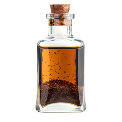 Flaxseed oil bottle isolated on white background