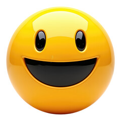 Fototapeta premium Glossy Yellow Smiley Face with Transparent Background, 3D Realism Design Element