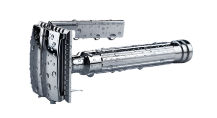 Premium safety razor for men wet shaving grooming kit chrome finish close shave barber style tool on transparent background