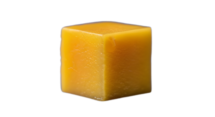 Isolated yellow cube block on black background for graphic design and geometry concepts stock photo on transparent background