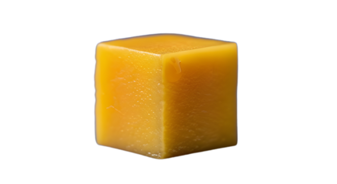 Isolated yellow cube block on black background for graphic design and geometry concepts stock photo on transparent background