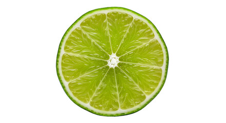 Fresh lime slice macro photography for healthy food and drink ingredients and recipes on black background on transparent background