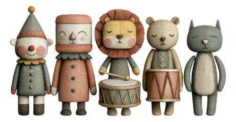 Cute Colorful Cartoon Characters Collection with Musical Instruments and Playful Themes