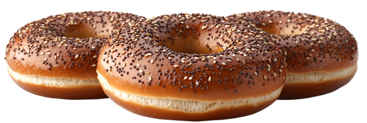 Close up of three glazed doughnuts