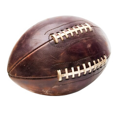 Vintage American football with worn leather and white laces