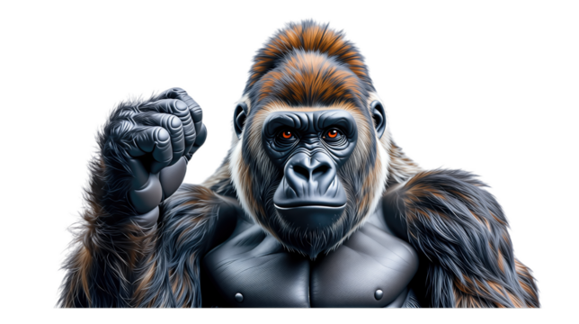 Gorilla Portrait with Transparent Background, 3D Realism Graphic for Web Design