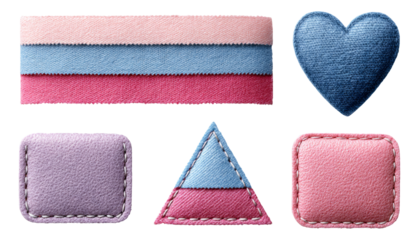 Colorful Isolated Fabric Shapes and Objects with Unique Textures and Patterns