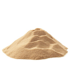 Cone of fine beige sand, isolated on transparent background, highlighting texture and form. desert, beach, natural