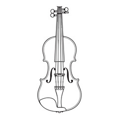 Fototapeta premium Elegant Black and White Outline Drawing of a Classical Violin Musical Instrument.