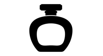 Elegant black silhouette of a perfume bottle with a white outline