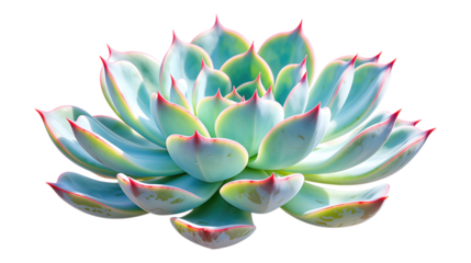 Light Blue Succulent Bloom with Transparent Background, Glossy Cutout Design Element