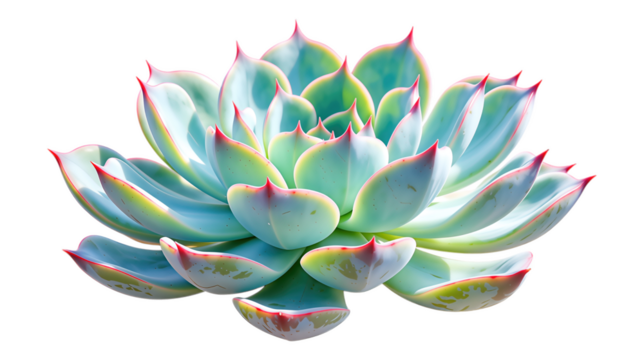 Light Blue Succulent Bloom with Transparent Background, Glossy Cutout Design Element