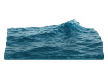 Blue ocean waves forming a cresting surge illustrating liquid dynamic movement with transparent background
