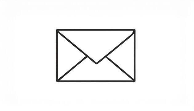 Simple black envelope icon on white background