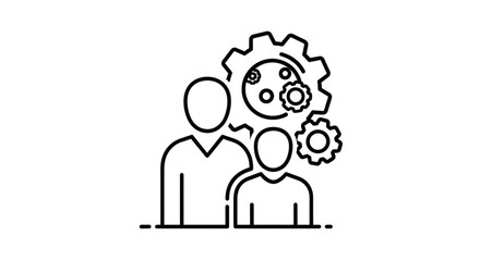 Mentoring and knowledge sharing concept with people and gears, representing guidance and learning