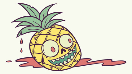 A Cartoonish Spooky Pineapple with Blood Dripping