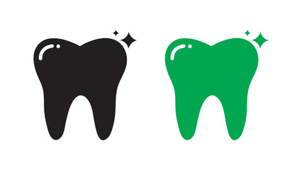 Clean sparkling tooth icon representing dental hygiene and Vector, Graphics	