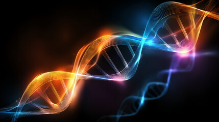 Gene Therapy for Cancer Treatment Concept Cancer therapy with T cells and DNA. Abstract image of human genetics, where glowing DNA mutation threads merge with digital elements