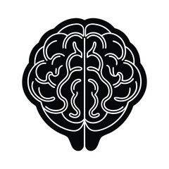 Neon outline brain with glow effect and dark inner