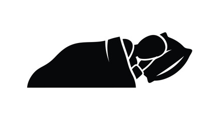 Silhouette of a person sleeping peacefully head resting on a pillow
