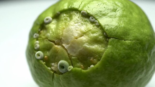 Time-Lapse of Guava Fruit Showing Rot: Visual Exploration of Decay and Mold Infection