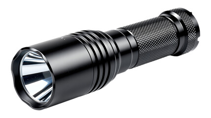 Silver Textured Flashlight with Transparent Background, Minimalist Design Element