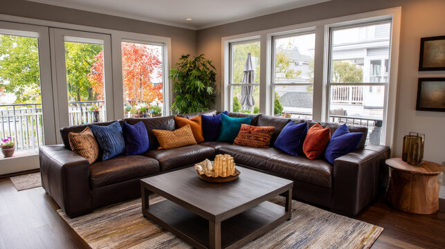 Interior of a modern beautiful apartment or house. Housewarming, buying your own home on credit, building and life insurance. Construction companies and home renovation.