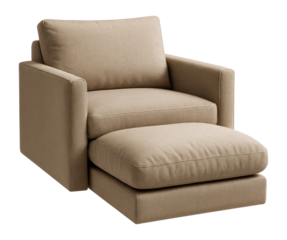 A spacious armchair with a soft cushion that converts into a bed, perfect for homes.
