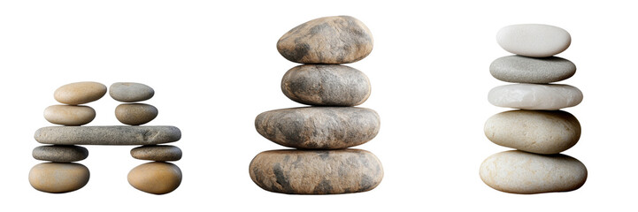 Stacked Stones Balancing Act on Transparent Background. Zen, Nature, Art, Sculpture, Smooth Pebbles, Abstract, Zen Balance Sculpture Balanced Rocks, Minimalist Art. Stones, Nature, Art, Sculpture, Smo