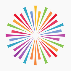 Colorful radial burst with geometric shapes, abstract design elements illustration