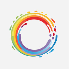 Colorful rainbow circle splash frame illustration for creative design projects